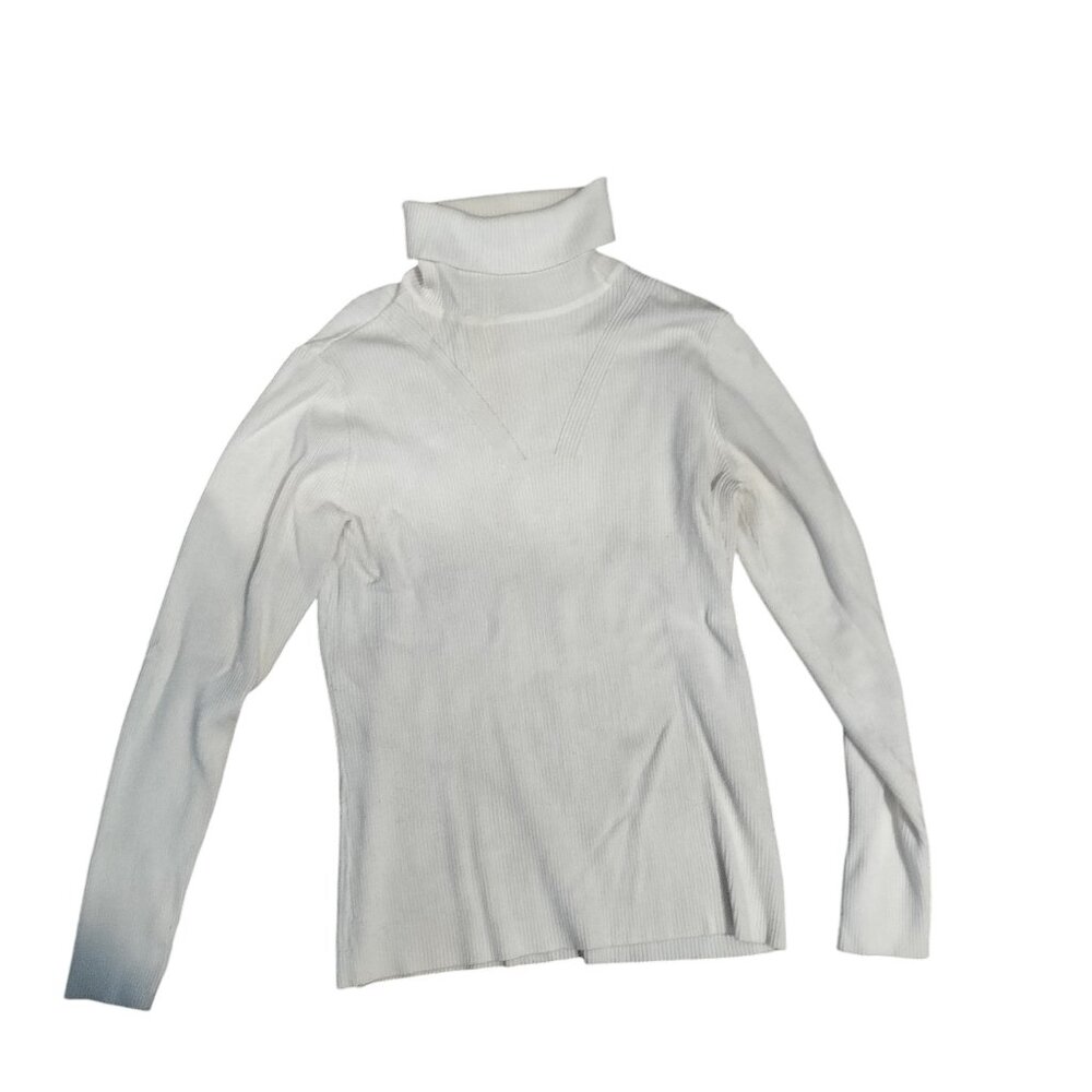 est 1946 White cream turtleneck knit pullover sweater, Y2K 2000s look